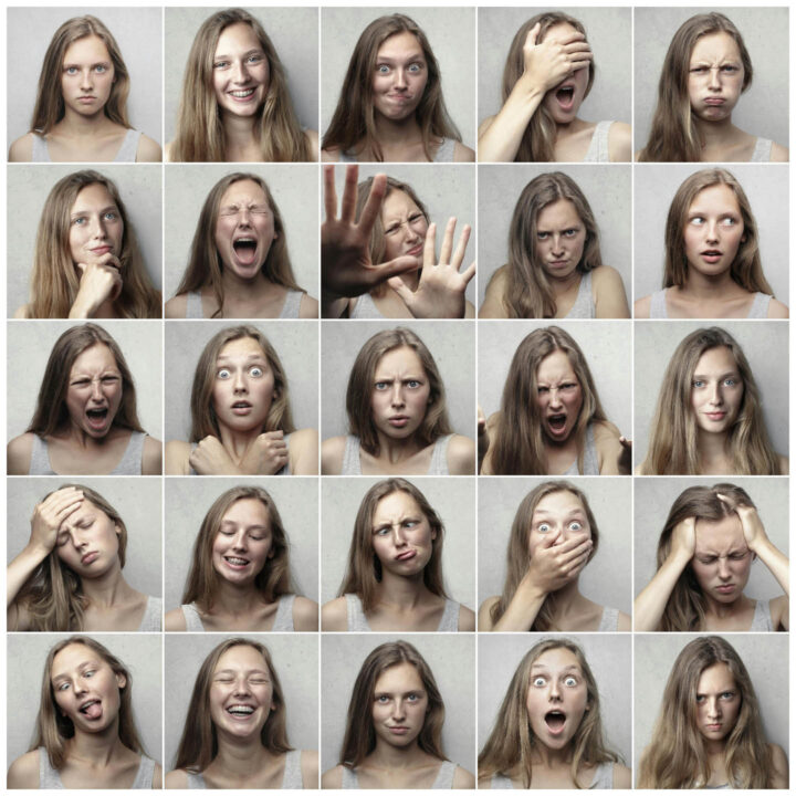 Diferentes expresiones de una variedad de emociones