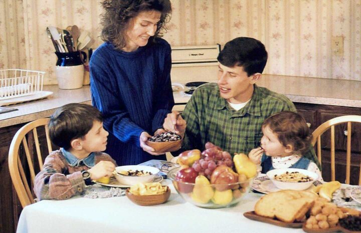A family eating together