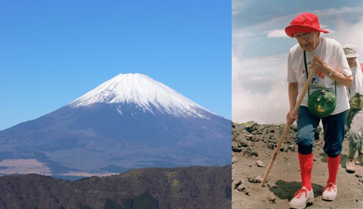 Hulda Crooks escalando el monte Fuji